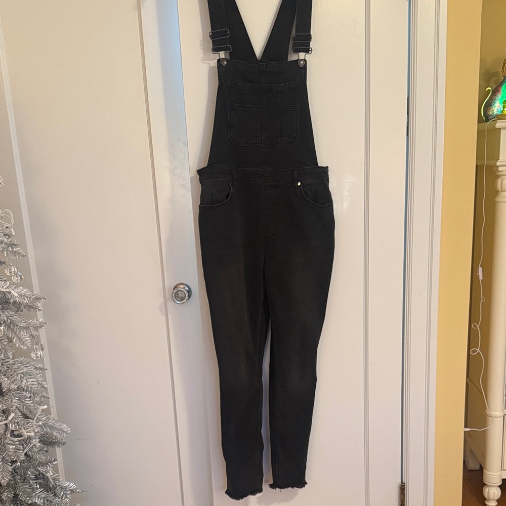 Free People Black Denim Overalls